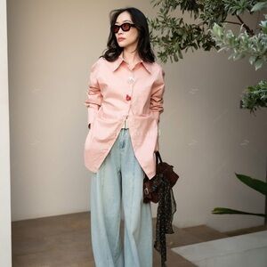 Salmon Pink Button-Up Shirt